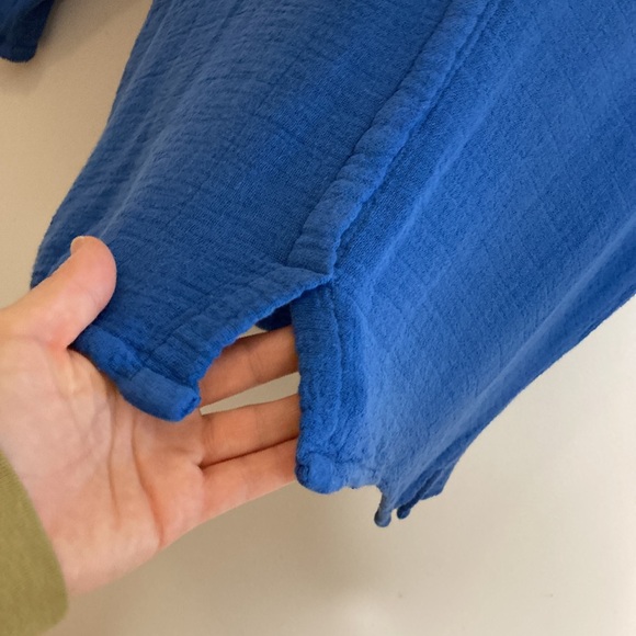 Oh My Gauze Top Womens 1 Small Medium Blue Long Sleeve V Neck Light Jacket - Picture 8 of 12